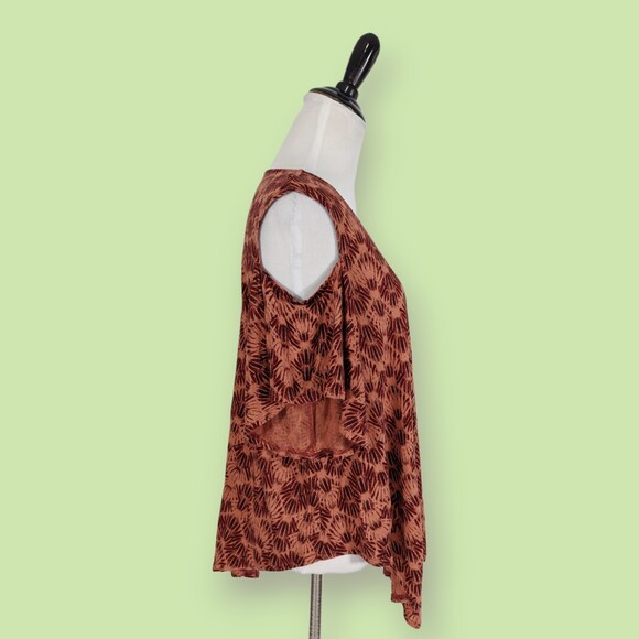 Free People We‎ The Free Cold Shoulder Short Sleeve burnt orange T Shirt S - Picture 2 of 7